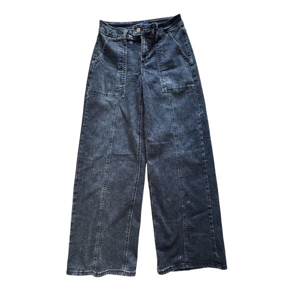 PROJECT INDIGO SEAMED SUPER STRETCH WOMENS WIDE LEG JEANS SZ 5 - Picture 1 of 4